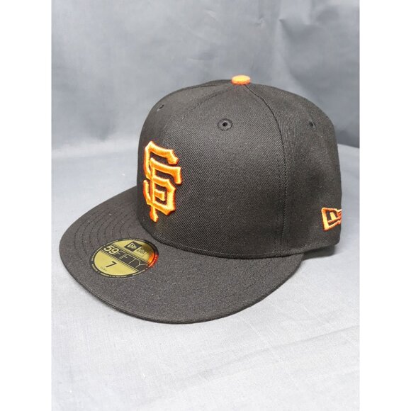 New Era 59Fifty Men's Fitted San Francisco Giants Hat Black Orange Size 7 NEW! - Picture 6 of 7